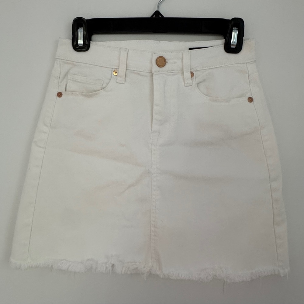 BLANKNYC White‎ Denim Mini Skirt Raw Hem Womens Size 25